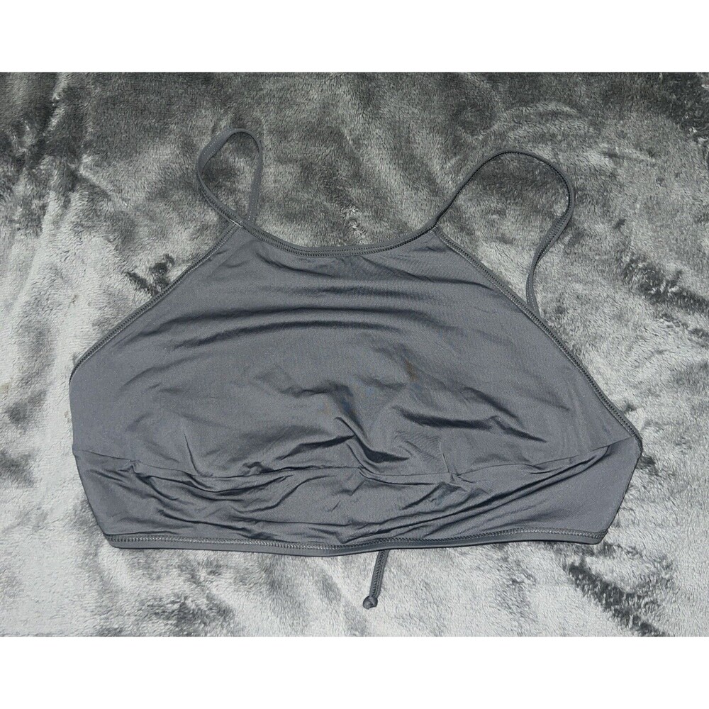 3X Skims Recycled Swim High Neck Top Gunmetal